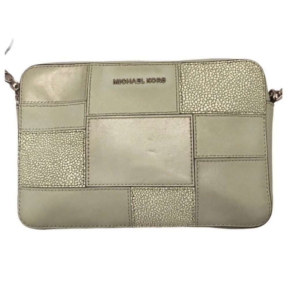 Michael kors green multi texture messenger bag